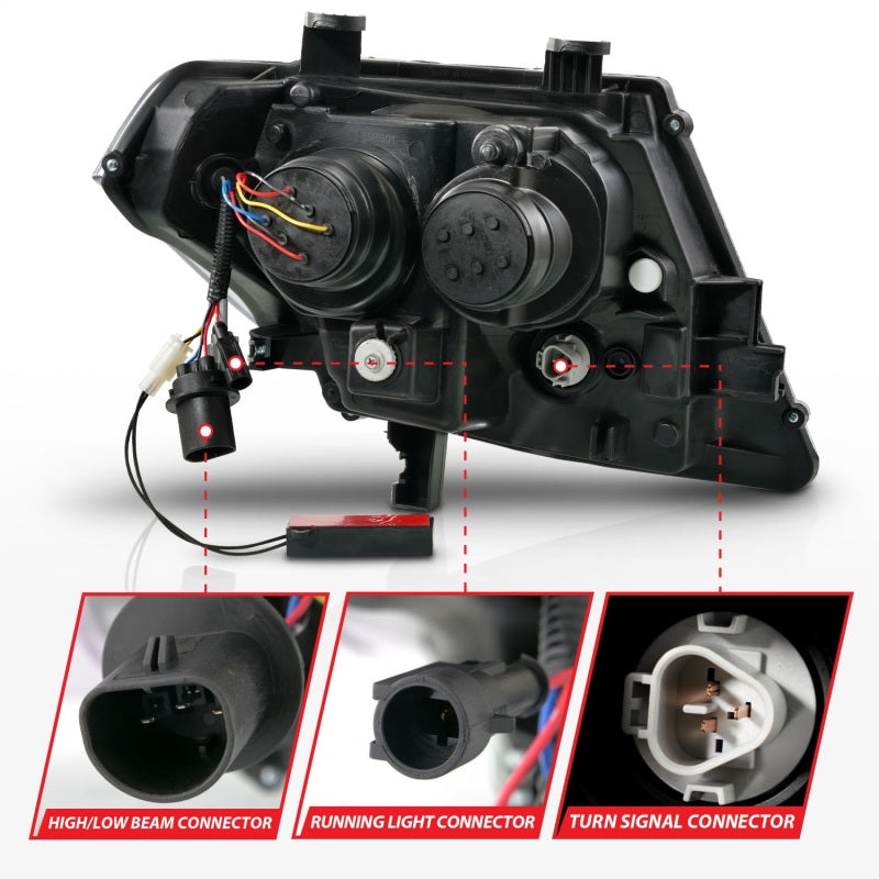 ANZO 09-20 Nissan Frontier Black Projector Plank Style DRL w/ Switchback & Sequential LED DRL - Mo-Moto