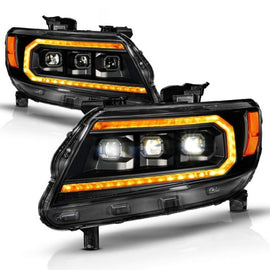 ANZO 15-22 Chevy Colorado Full LED Headlights w/ Initiation (Amber DRL) - Black - Mo-Moto
