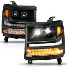 Load image into Gallery viewer, ANZO 16-18 Chevy Silverado 1500 (Factory HID Models ONLY) Full LED Proj Headlights Black - Pair - Mo-Moto