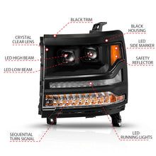 Load image into Gallery viewer, ANZO 16-18 Chevy Silverado 1500 (Factory HID Models ONLY) Full LED Proj Headlights Black - Pair - Mo-Moto