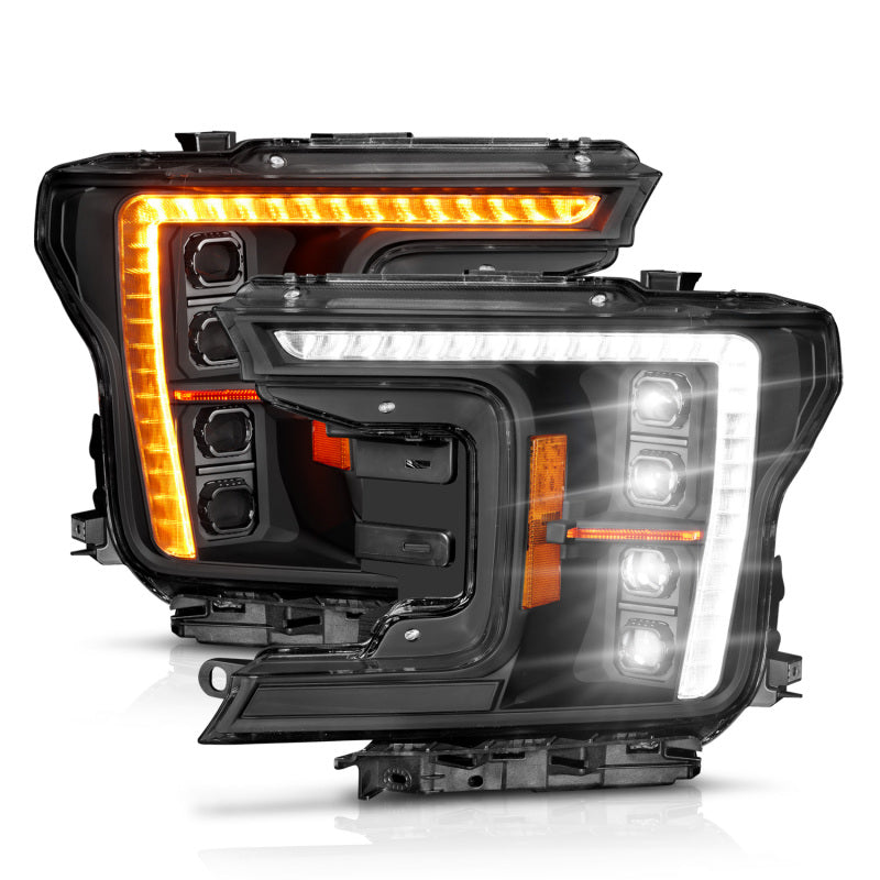 ANZO 18-20 Ford F-150 (w/Factory Halogen) Z-Series Full LED Proj Headlights Init/SeqSig - Pair - Mo-Moto