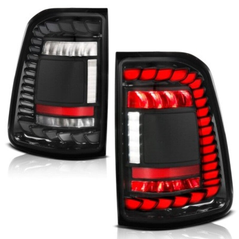 ANZO 19-24 RAM 1500 (Factory Halogen Models) Full LED Tail Lights SeqSig Black - Pair - Mo-Moto