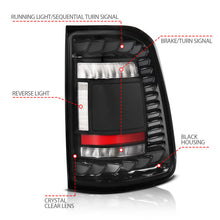 Load image into Gallery viewer, ANZO 19-24 RAM 1500 (Factory Halogen Models) Full LED Tail Lights SeqSig Black - Pair - Mo-Moto