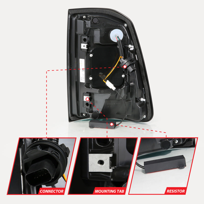 ANZO 19-24 RAM 1500 (Factory Halogen Models) Full LED Tail Lights SeqSig Black - Pair - Mo-Moto