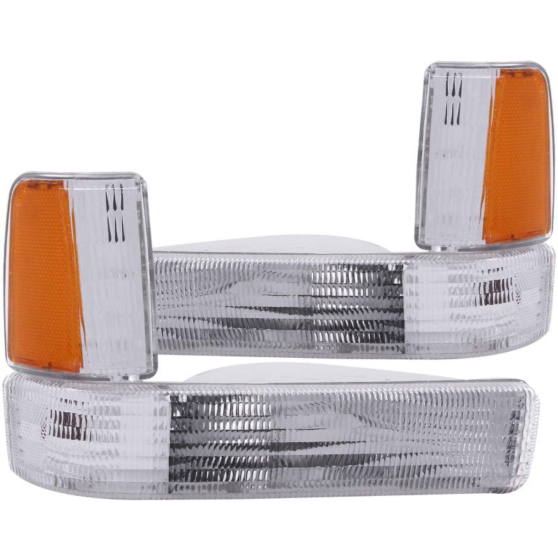 ANZO 1991-1996 Dodge Dakota Euro Parking Lights Chrome w/ Amber Reflector - Mo-Moto