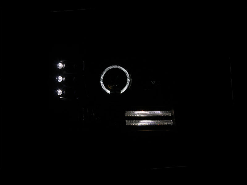 ANZO 1992-1996 Ford F-150 Projector Headlights w/ Halo Black w/ Side Markers and Parking Lights - Mo-Moto