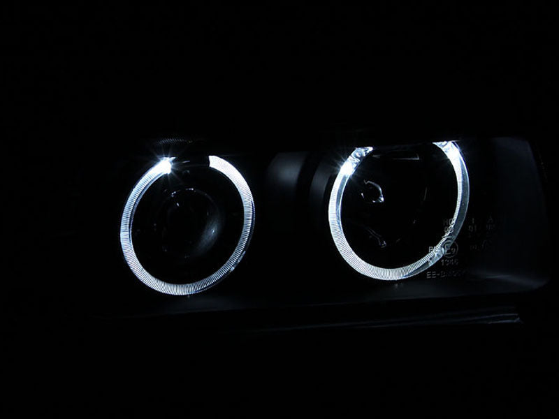 ANZO 1992-1998 BMW 3 Series E36 Projector Headlights w/ Halo Black (CCFL) G2 - Mo-Moto