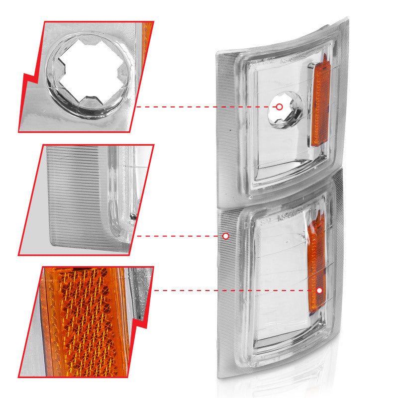 ANZO 1994-1998 Chevrolet Blazer Corner Lights Clear Lens w/ Amber Reflector - Mo-Moto