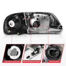Load image into Gallery viewer, ANZO 1997-2003 Ford F150 Crystal Headlight Black w/ Parking Light - Mo-Moto