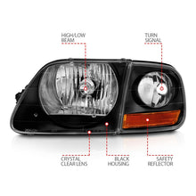 Load image into Gallery viewer, ANZO 1997-2003 Ford F150 Crystal Headlight Black w/ Parking Light - Mo-Moto