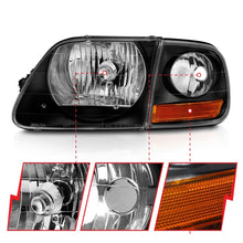 Load image into Gallery viewer, ANZO 1997-2003 Ford F150 Crystal Headlight Black w/ Parking Light - Mo-Moto