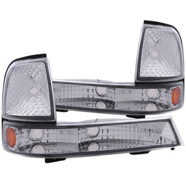 ANZO 1998-2000 Ford Ranger Euro Parking Lights Chrome w/ Amber Reflector - Mo-Moto