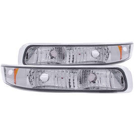 ANZO 1999-2002 Chevrolet Silverado 1500 Euro Parking Lights Chrome w/ Amber Reflector - Mo-Moto