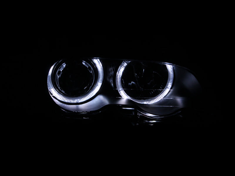 ANZO 2000-2003 BMW 3 Series E46 Projector Headlights w/ Halo Black - Mo-Moto