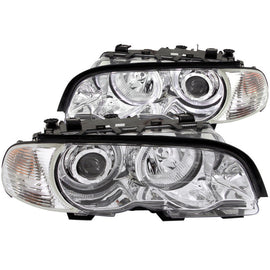 ANZO 2000-2003 BMW 3 Series E46 Projector Headlights w/ Halo Chrome - Mo-Moto