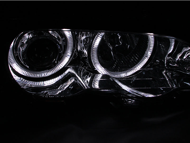 ANZO 2000-2003 BMW 3 Series E46 Projector Headlights w/ Halo Chrome - Mo-Moto