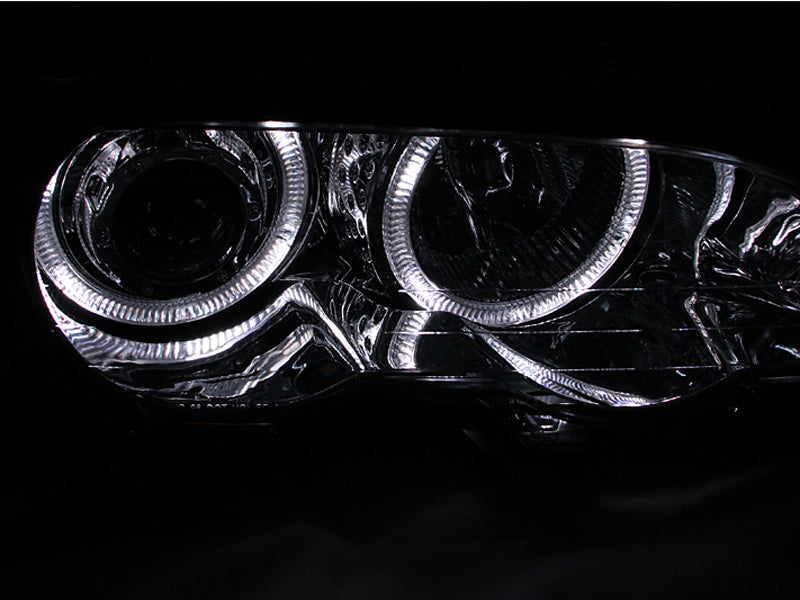 ANZO 2000-2003 BMW 3 Series E46 Projector Headlights w/ Halo Chrome - Mo-Moto