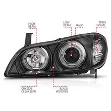Load image into Gallery viewer, ANZO 2000-2004 Infiniti I30 Projector Headlights w/ Halo Black - Mo-Moto
