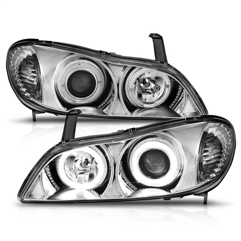 ANZO 2000-2004 Infiniti I30 Projector Headlights w/ Halo Chrome - Mo-Moto
