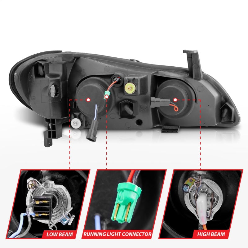 ANZO 2000-2004 Infiniti I30 Projector Headlights w/ Halo Chrome - Mo-Moto