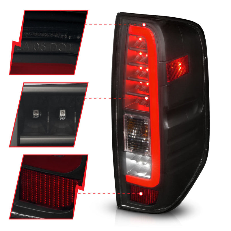 ANZO 2005-2021 Nissan Frontier LED Taillights Black Housing/Smoke Lens - Mo-Moto