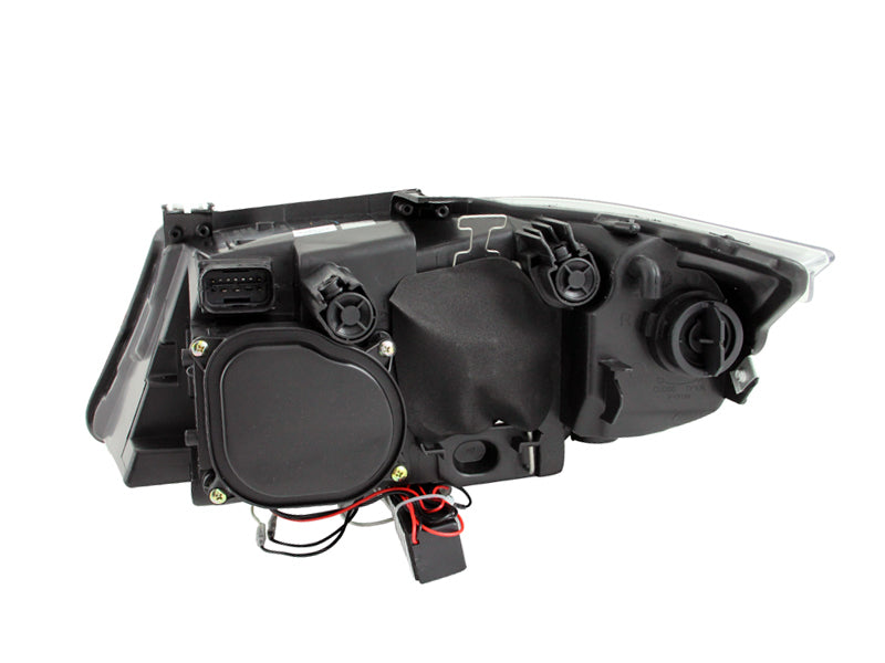 ANZO 2006-2008 BMW 3 Series E90-E91 Projector Headlights w/ Halo w/ LED Bar Black (CCFL) - Mo-Moto