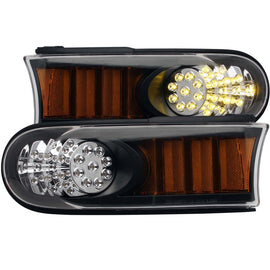 ANZO 2007-2013 Toyota Fj Cruiser LED Parking Lights Black w/ Amber Reflector - Mo-Moto