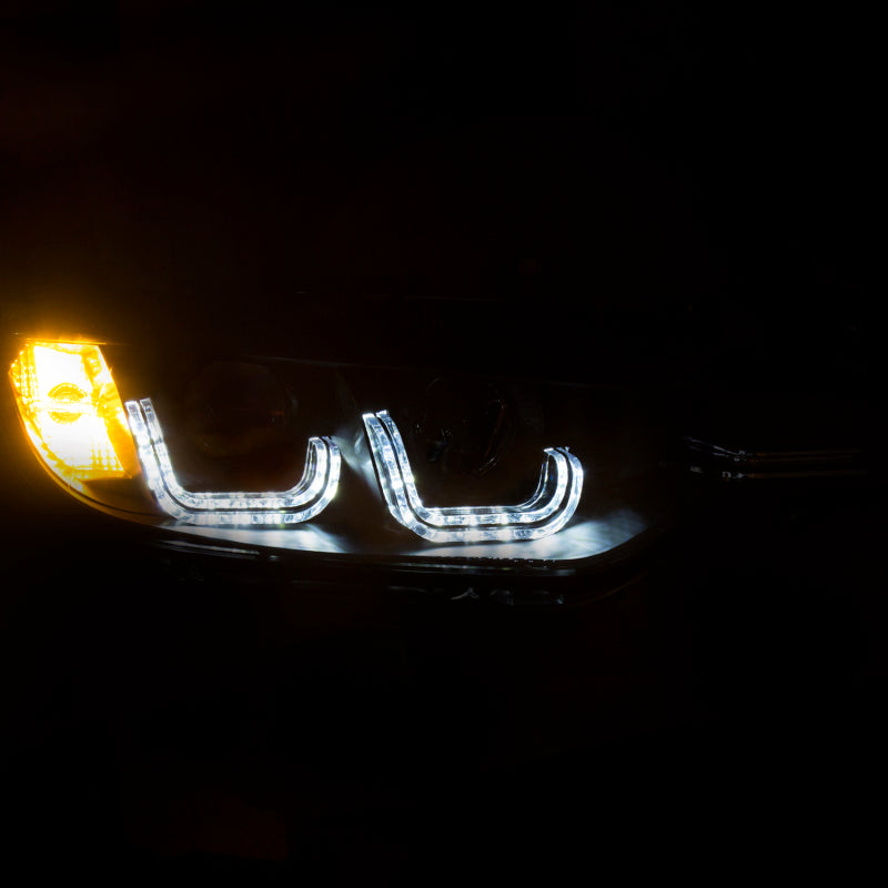 ANZO 2012-2015 BMW 3 Series Projector Headlights w/ U-Bar Black - Mo-Moto