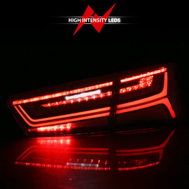 ANZO 2012-2018 Audi A6 LED Taillight Black Housing Red/Clear Lens 4 pcs (Sequential Signal) - Mo-Moto