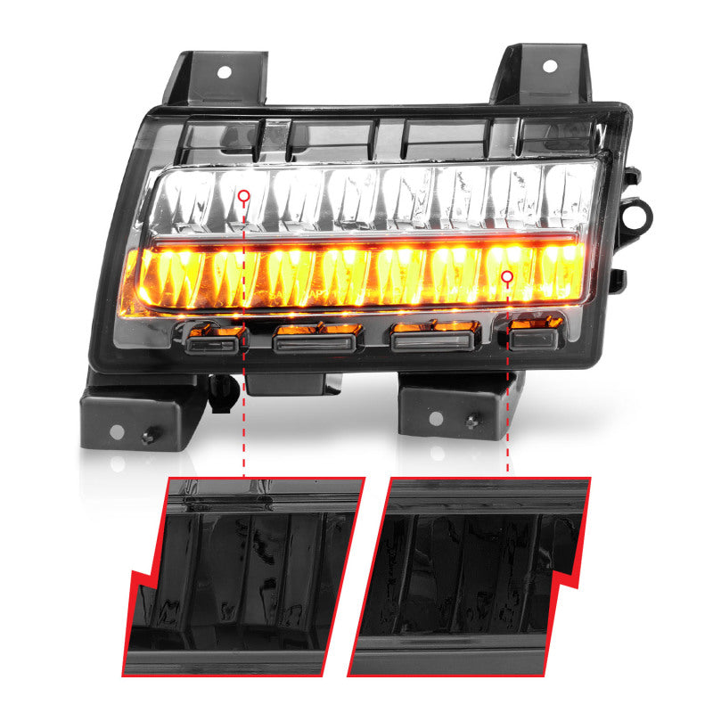 ANZO 2018-2021 Jeep Wrangler LED Side Markers Chrome Housing Smoke Lens w/ Seq. Signal Sport Bulb - Mo-Moto