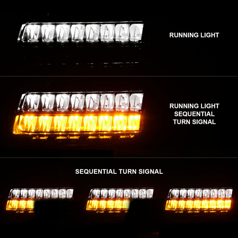 ANZO 2018-2021 Jeep Wrangler LED Side Markers Chrome Housing Smoke Lens w/ Seq. Signal Sport Bulb - Mo-Moto