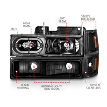 Load image into Gallery viewer, ANZO 88-98 Chevrolet C1500 Crystal Headlights Black Housing w/ Signal and Side Marker Lights - Mo-Moto