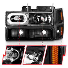 Load image into Gallery viewer, ANZO 88-98 Chevrolet C1500 Crystal Headlights Black Housing w/ Signal and Side Marker Lights - Mo-Moto