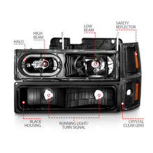 Load image into Gallery viewer, ANZO 88-98 Chevrolet C1500 Crystal Headlights Black Housing w/ Signal and Side Marker Lights - Mo-Moto