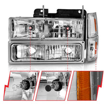 Load image into Gallery viewer, ANZO 88-98 Chevrolet C1500 Crystal Headlights Chrome w/ Signal and Side Marker Lights - Mo-Moto