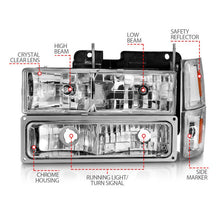 Load image into Gallery viewer, ANZO 88-98 Chevrolet C1500 Crystal Headlights Chrome w/ Signal and Side Marker Lights - Mo-Moto