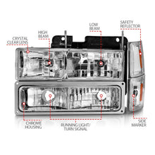 Load image into Gallery viewer, ANZO 88-98 Chevrolet C1500 Crystal Headlights Chrome w/ Signal and Side Marker Lights - Mo-Moto