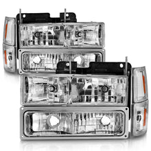 Load image into Gallery viewer, ANZO 88-98 Chevrolet C1500 Crystal Headlights Chrome w/ Signal and Side Marker Lights - Mo-Moto