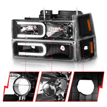 Load image into Gallery viewer, ANZO 88-98 Chevrolet C1500 Crystal Headlights w/ Light Bar Black Housing w/ Signal Side Markers 8Pcs - Mo-Moto