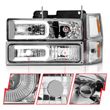 Load image into Gallery viewer, ANZO 88-98 Chevrolet C1500 Crystal Headlights w/Light Bar Chrome Housing w/ Signal Side Markers 8Pcs - Mo-Moto