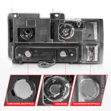 Load image into Gallery viewer, ANZO 88-98 Chevrolet C1500 Crystal Headlights w/Light Bar Chrome Housing w/ Signal Side Markers 8Pcs - Mo-Moto