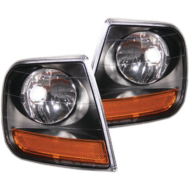 ANZO Corner Lights 1997-2003 Ford F-150 HARLEY DAVIDSON Style Corner Lights Black w/ Amber Reflector - Mo-Moto