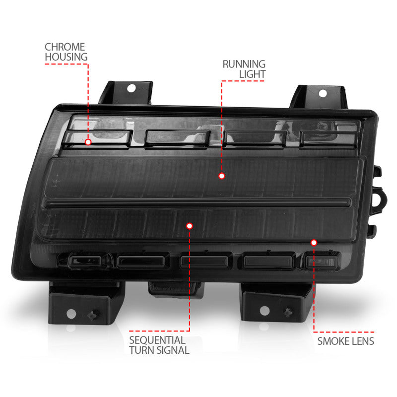 ANZO Wrangler 18-21/Gladiator 20+ LED Side Marker Lights Smoke w Sequential Signal - Mo-Moto