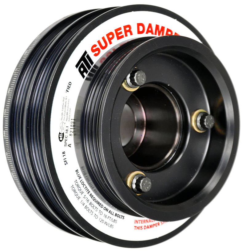 ATI Damper - 5.67in - Alum - (2) 4 Grv - Nissan RB26 - R33 34 - 1Pc - w/Power Steering Pulley - Mo-Moto