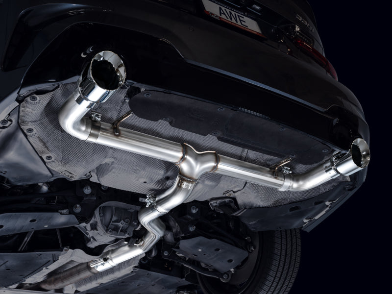 AWE 19-23 BMW 330i / 21-23 BMW 430i Base G2X Track Edition Axle Back Exhaust - Chrome Silver - Mo-Moto