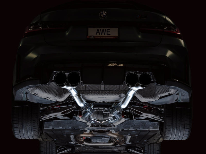 AWE Track Edition Catback Exhaust for BMW G8X M3/M4 - Diamond Black Tips - Mo-Moto