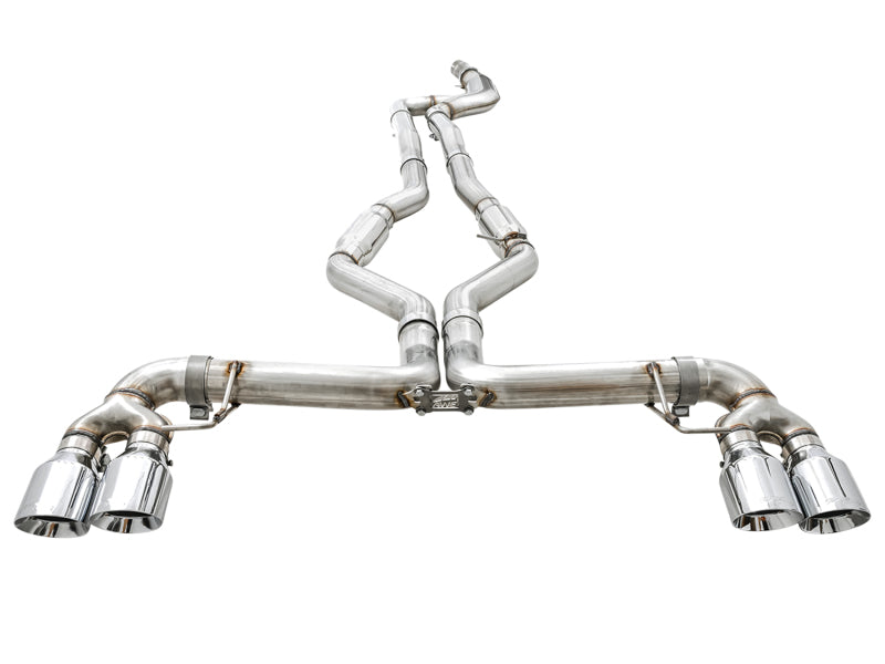 AWE Tuning 2019+ BMW M340i (G20) Track Edition Exhaust - Quad Chrome Silver Tips - Mo-Moto