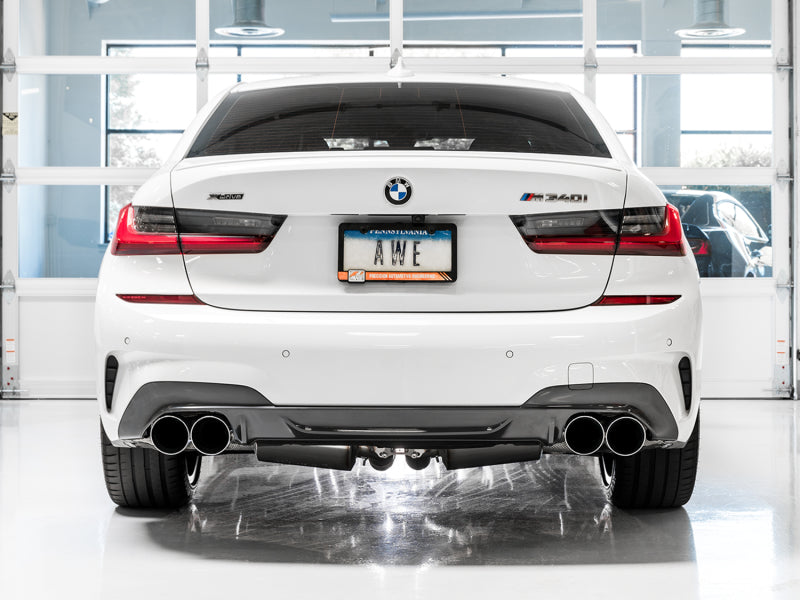 AWE Tuning 2019+ BMW M340i (G20) Track Edition Exhaust - Quad Chrome Silver Tips - Mo-Moto