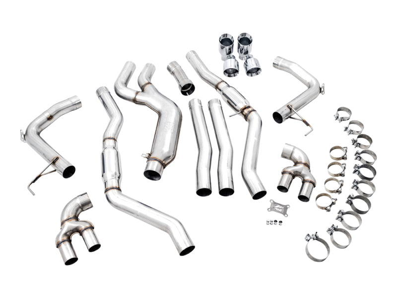 AWE Tuning 2019+ BMW M340i (G20) Track Edition Exhaust - Quad Chrome Silver Tips - Mo-Moto