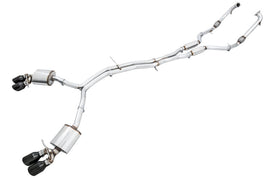 AWE Tuning Audi B9 S4 Touring Edition Exhaust - Non-Resonated (Black 102mm Tips) - Mo-Moto
